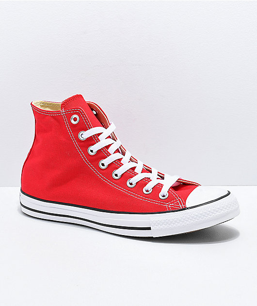 red and white high top converse