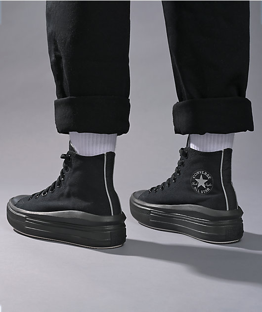 All black high shop top platform converse