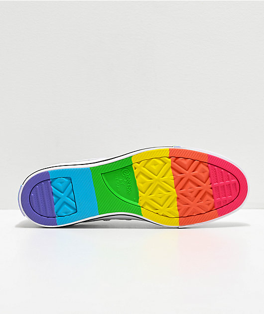 Converse CTAS Pride Ox zapatos en blanco, negro y arcoíris | Zumiez