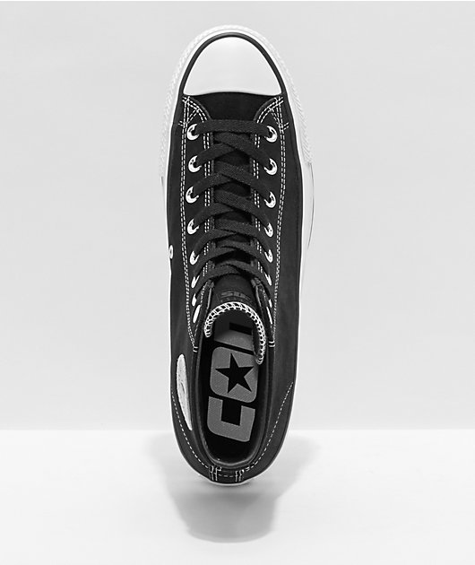 Converse CTAS Pro Hi Black & White Suede Skate Shoes