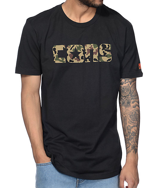 Converse Camo Wordmark Black T-Shirt 