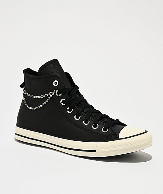 Converse Chains Chuck Taylor All Star Pro Hi Black, Silver & White Skate Shoes