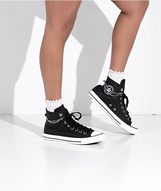Converse Chains Chuck Taylor All Star Pro Hi Black, Silver & White Skate Shoes video