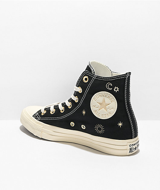 Converse white best sale with gold stars