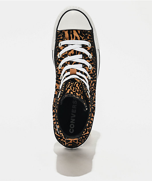 Converse Chuck Taylor All Star Cheetah Print Brown & Black High Top Shoes