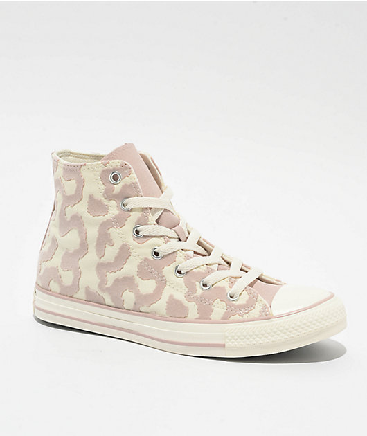 Converse Chuck Taylor All Star Leopard Egret Flush Stone High Top Shoes