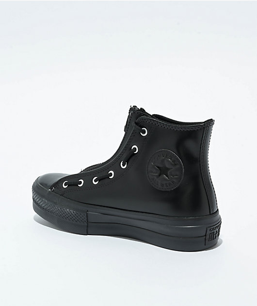 Converse Chuck Taylor All Star Lift Black Total Eclipse Platform Leather Shoes