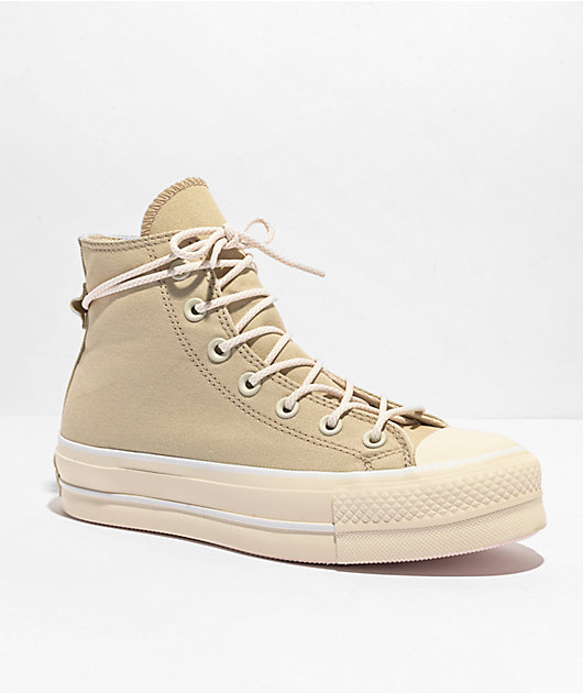 Converse Chuck Taylor All Star Lift Oat Milk High Top Platform Shoes