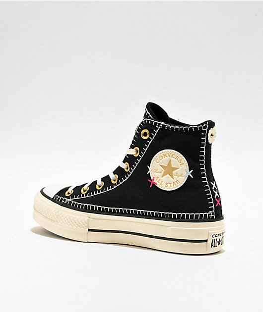 Black chuck taylor all star lift shops hi trainers