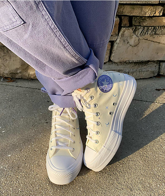 kjole Labe tilbagebetaling Converse Chuck Taylor All Star Lift Timeless White Embroidery High Top  Platform Shoes