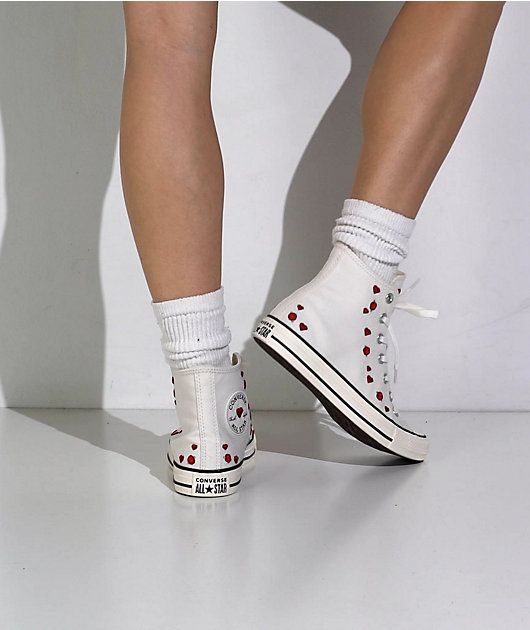 *AKRH☆^ - ^☆♡20 Converse Chuck Taylor All Star Love Me White & Red High Top