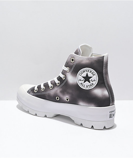 Converse Chuck Taylor All Star Lugged Black & White Cloud Wash High Top  Shoes