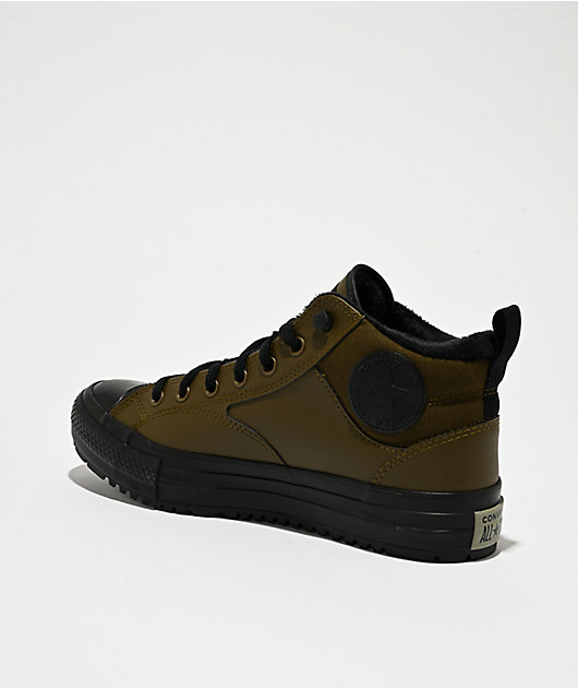 靴 CONVERSE ALL STAR OLIVE GREEN black Converse Chuck Taylor All Star Malden Mid Surplus Olive & Black