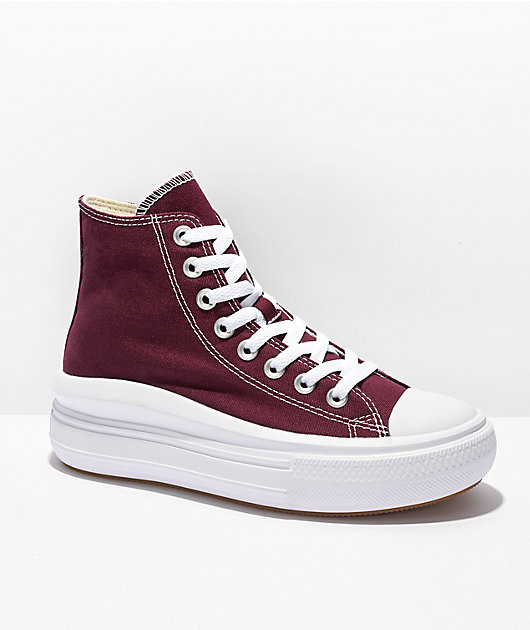 Converse Chuck Taylor All Star Move Dark Beetroot & White High Top Platform Shoes