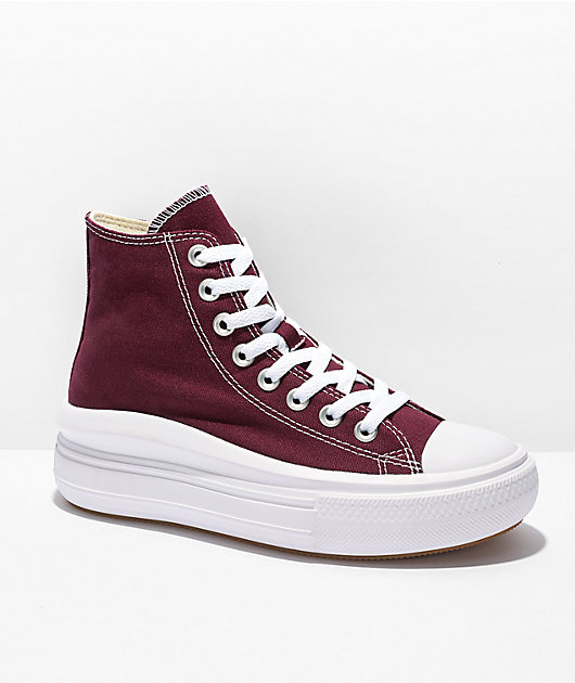 Converse Chuck Taylor All Star Move Dark Beetroot White High Top Platform  Shoes