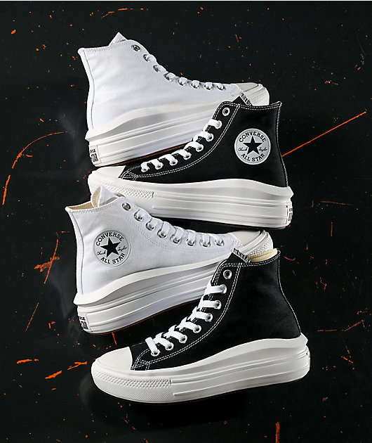 Beheren Houden Conceit Converse Chuck Taylor All Star Move Hi Black & White Platform Shoes