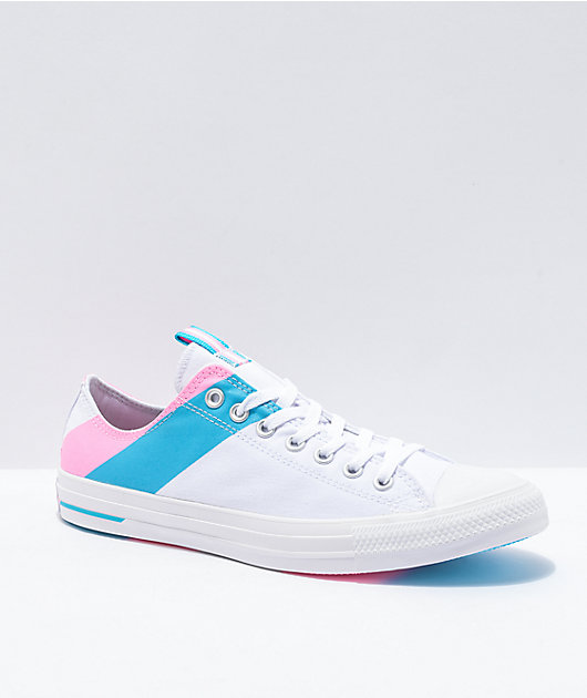 Converse Chuck Taylor All Star Ox Pride zapatos blancos, rosas y azules |  Zumiez