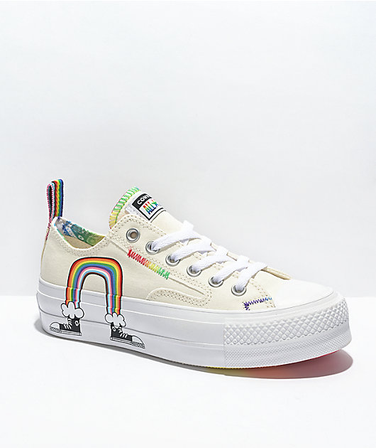 Converse Chuck Taylor All Star Pride Cream, Red Orange Platform