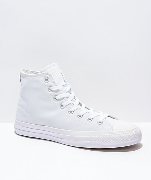 Converse Chuck Taylor All Star Pro All White High Top Skate Shoes Zumiez