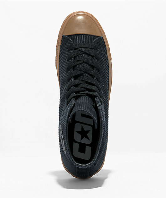 Converse Chuck Taylor All Star Pro Black & Gum Corduroy High Top Skate Shoes