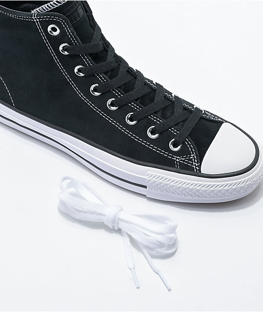 Converse Chuck Taylor All Star Pro Hi Black u0026 White Suede Skate Shoes