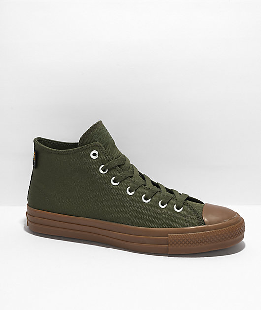 Converse Chuck Taylor All Star Pro Mid Olive Gum Cordura Skate Shoes Zumiez