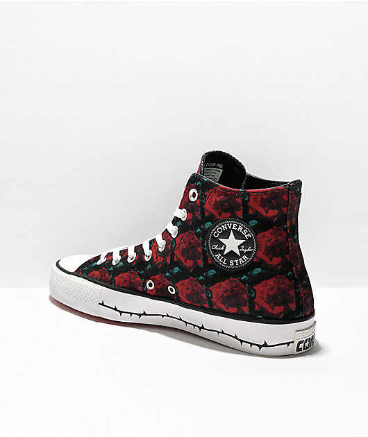 Converse Chuck Taylor All Star Pro Much Love Black & Red High Top Skate Shoes - Size 5 1/2 - Black - Skate Shoes at Zumiez