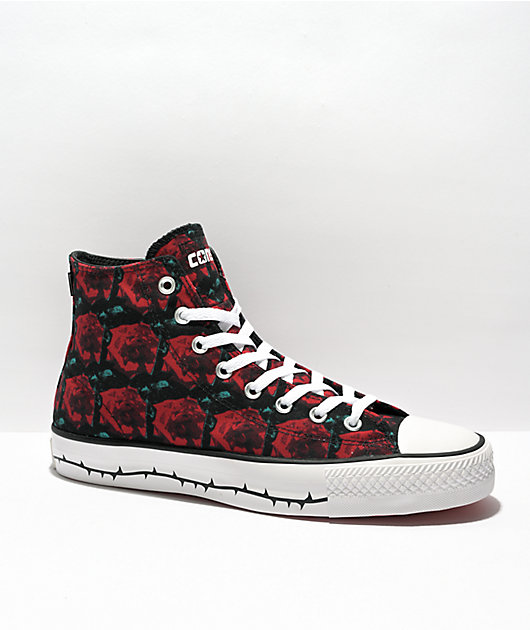 Mortal Joseph Banks donor Converse Chuck Taylor All Star Pro Much Love Black & Red High Top Skate  Shoes