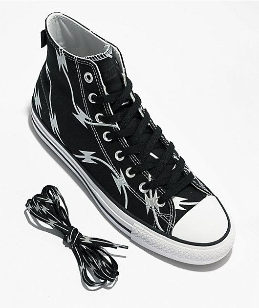 Converse Chuck Taylor All Star Pro Razor Wire Black & Silver High Top Skate Shoes