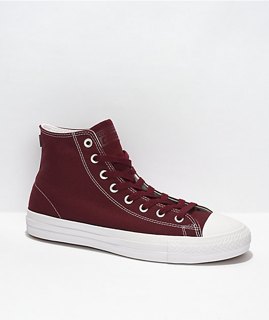 Converse Chuck Taylor All Star Pro Recycled Canvas Burgundy High Top Skate Shoes Zumiez