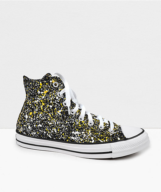 Converse Chuck Taylor All Star Splatter Amarillo Black, White & Yellow High Top Skate Shoes