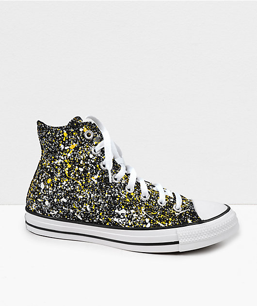 Converse Chuck Taylor All Star Splatter Amarillo Black White Yellow High Top Skate Shoes Zumiez