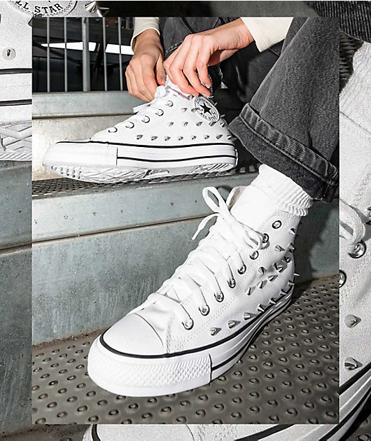 Converse Chuck Taylor All Star White Studded High Top Shoes