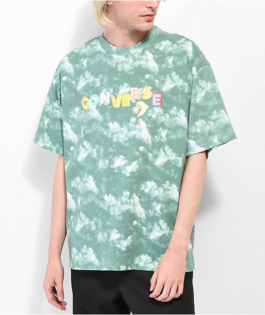 【COLOR iN ID】Cloud print tee Converse Cloud Print Algae Tie Dye T-Shirt | Zumiez