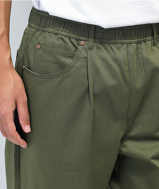 Converse Five Pocket Forest Green Elastic Waist Pants
