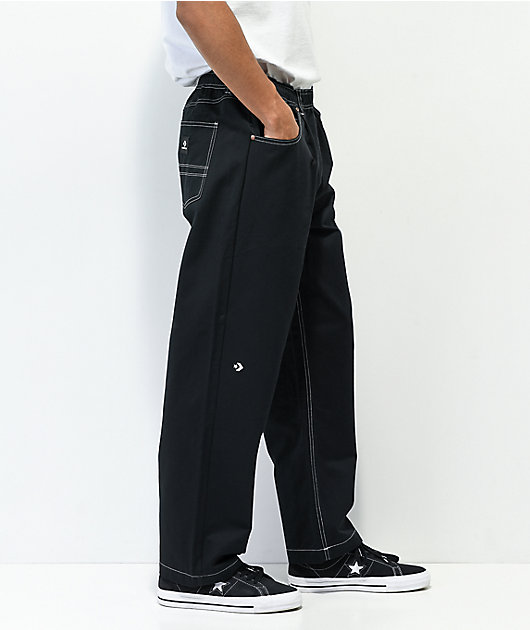 Tacón Permanentemente Mensajero Converse Five Pocket Pantalones con cintura elástica negros
