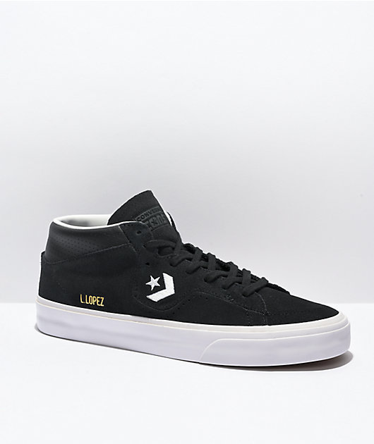 Converse Louie Lopez Mid Black & White Skate Shoes Converse Louie Lopez Mid Black & White Skate Shoes