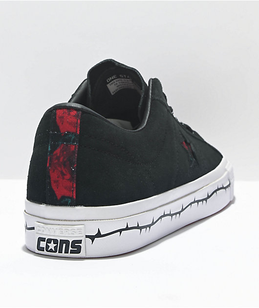 Converse One Star Pro Much Love Black & Red Suede Skate Shoes