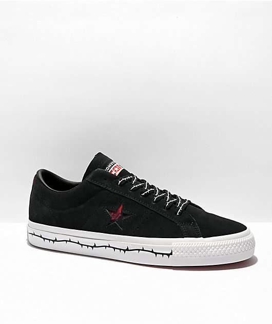 Converse One Star Pro Much Love Black & Red Suede Skate Shoes