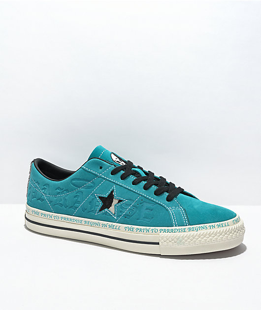 Converse One Star Sean Pablo Teal Suede Skate Shoes