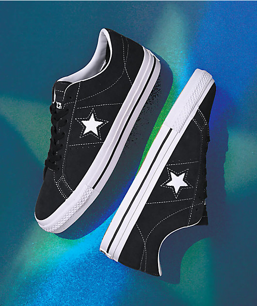 Converse One Star Pro zapatos de skate de ante blanco y negro