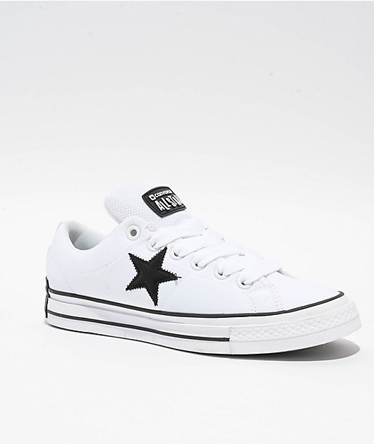 Converse One Star Puffed White & Black Skate Shoes | Zumiez