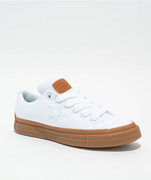 Converse One Star Puffed White & Gum Skate Shoes | Zumiez