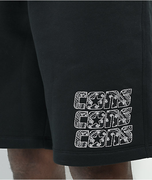 Converse Paisley Black Sweat Shorts | Zumiez