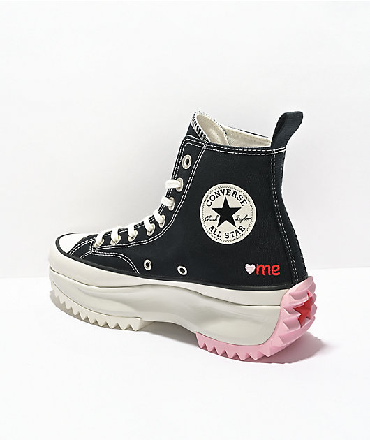 Made of Scottish Chairman Converse Run Star Hike CW Love Black & Pink High Top Platform Shoes