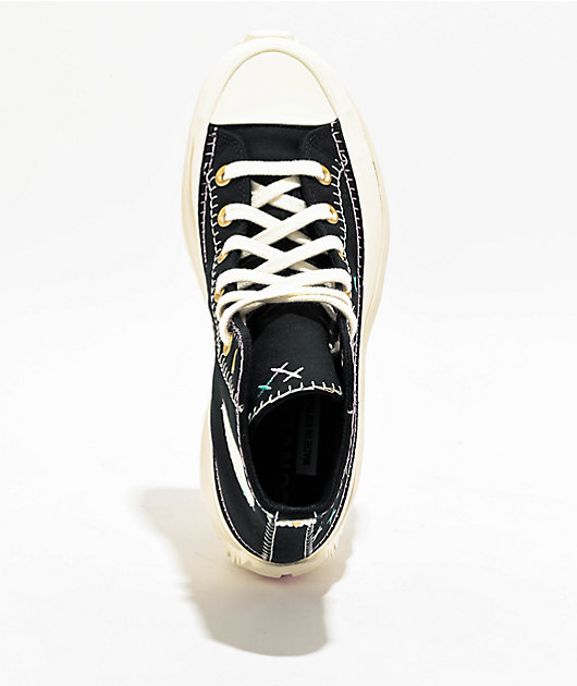 Converse Run Star Hike Platform Crafted Stitching Black High Top Shoes