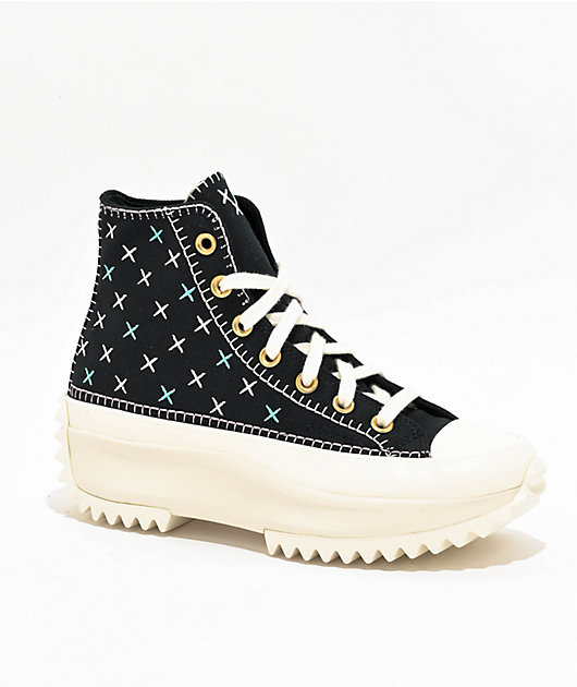 Converse Run Star Hike Platform Crafted Stitching Black High Top