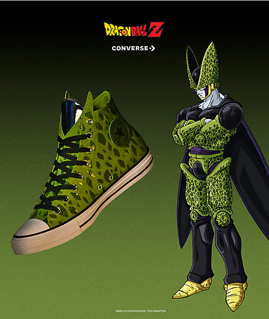 Converse x Dragon Ball Z Cell Chuck Taylor All Star Green & White High Top Shoes