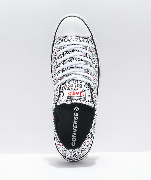 Sikker Legepladsudstyr Deqenereret Converse x Keith Haring Chuck Taylor All Star White, Black, & Red Shoes