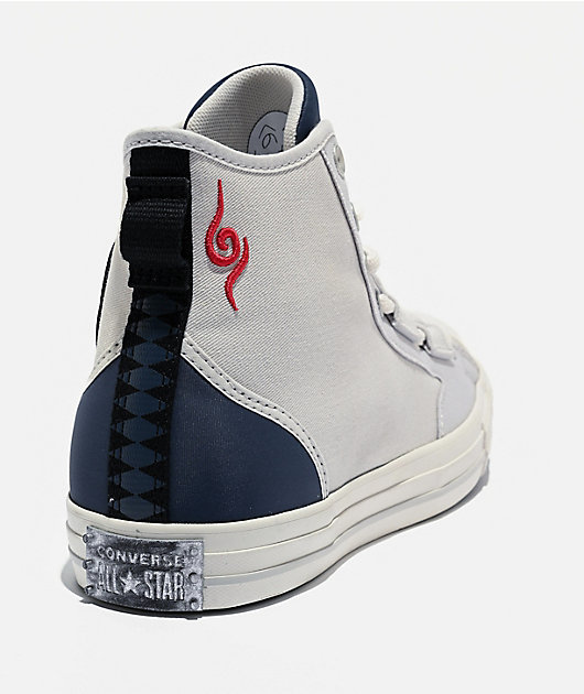 Converse x Naruto Chuck Taylor All Star Kakashi Barely Grey & Dark Waters  High Top Shoes | Zumiez